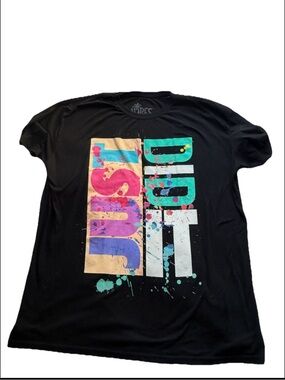 VIBES Graphic T-Shirt 4XL Black Colorful Paint Splatter Streetwear Tee